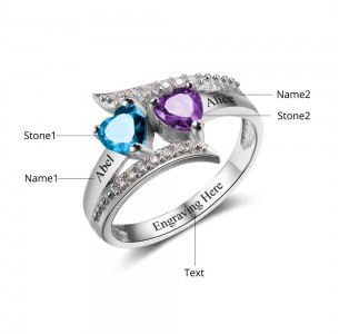 Birthstone mother's Ring, Sterling Silver Personalized Engravable Ring JEWJORI10249